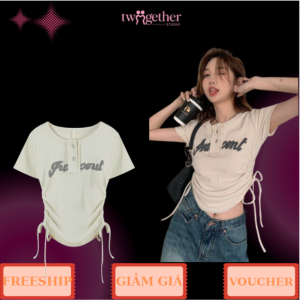 Áo CropTop dây rút Cotton
