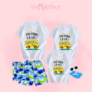 Áo thun gia đình đi biển trơn